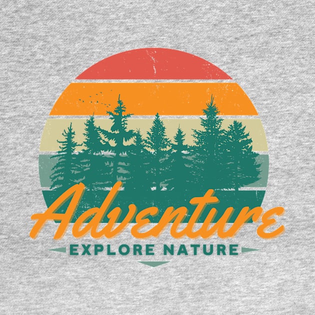 Adventure Explore Nature Colorful Stripe Tee by Blue Raccoon Creative